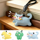 3-Pack Pet Squeeze Meow Sounding Keychain Pendants Set(Blue Cat & Green Frog & Shiba Inu) – Eco-Friendly Leather Cat and Dog Bag Charm for Stress Relief, Backpack Decor and Gift Giving
