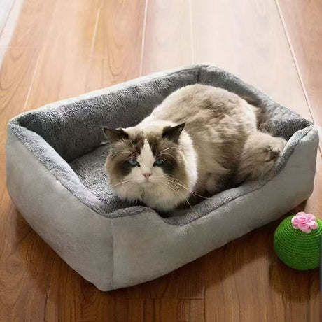 60x45x15CM Grey Premium Plush Pet Bed and Cozy Cushion Mat with Removable Flannel Cover & Non-Slip Waterproof Oxford Bottom for Cats Dogs Car & Home Universal Use