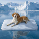 122 x 71 CM Blue Premium Wave Quiltied Pet Cooling Mat - Washable Self-Cooling Blanket with Anti-Stick Hair Surface & Non-Slip Base for Cats Dogs and Human Versatile Use