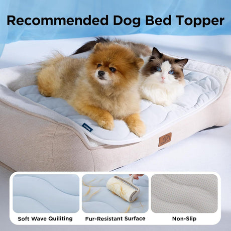 51 x 41 CM Grey Premium Wave Quiltied Pet Cooling Mat - Washable Self-Cooling Blanket with Anti-Stick Hair Surface & Non-Slip Base for Cats Dogs and Human Versatile Use