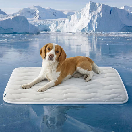122 x 71 CM Grey Premium Wave Quiltied Pet Cooling Mat - Washable Self-Cooling Blanket with Anti-Stick Hair Surface & Non-Slip Base for Cats Dogs and Human Versatile Use