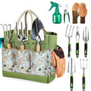 Premium 9-Piece Aluminium Alloy Garden Tool Set with Durable Storage Tote Bag – Heavy Duty Gardening Hand Kit with Ergonomic Handles, Pruning Shears and Spray Bottle