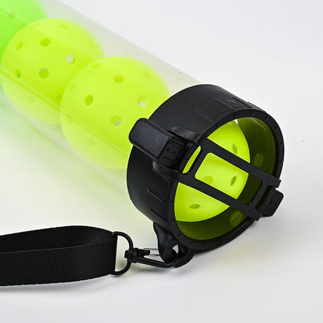 Portable Pickleball Retriever Tube & 6PCS Pink 74mm 40-Hole Pickleballs – Back-Saving Transparent 6 Balls Picker Upper with Adjustable Shoulder Strap for Outdoor Play Training