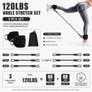 Black 120LBS Total Ankle Resistance Bands Training Set with Cuffs and Carry Bag - Adjustable Leg and Glute Workout Trainer for Yoga Fitness Speed Agility Strength Training 9 Piece Kit