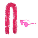 6PCS Festival Party Costume Accessories Set : Heart Shaped Sunglasses and 1.5M Feather Boas - Pink & Rose Red & Red Carnival Dress Up Kit, Colour Coordinated Fun Props for Events Celebrations and Photo Booths