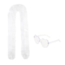 6PCS Festival Party Costume Accessories Set : Heart Shaped Sunglasses and 1.5M Feather Boas - White & Dark Purple & Dark Blue Carnival Dress Up Kit, Colour Coordinated Fun Props for Events Celebrations and Photo Booths
