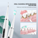 2-in-1 White Rechargeable Electric Teeth Cleaner & Plaque Remover - Home Waterproof 5-Mode Adjustable 31000 VPM Dental Scaler Kit for Tartar and Calculus Removal