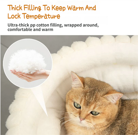 Coffee Plush Round Pet Bed with Gap Entry & Removable Cushion S Size - Thickened Warm Anti Slip Cats and Dogs Donut Nest for All Seasons, Cozy and Soft Sleeping Bed for Home Use, L Size 60*60*15CM