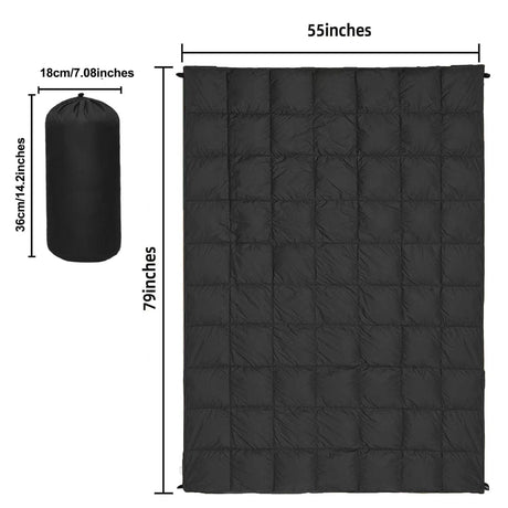 200x140cm Blue Large Outdoor Camping Down Cotton Wearable Warmth Blanket, Quilted Poncho Shawl Throw with Storage Bag, Lightweight Warm Camping Quilt for Camping Travel Home Use