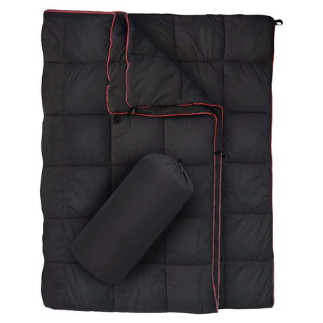 200x140cm Black Large Outdoor Camping Down Cotton Wearable Warmth Blanket, Quilted Poncho Shawl Throw with Storage Bag, Lightweight Warm Camping Quilt for Camping Travel Home Use