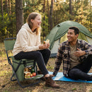 3-in-1 Green Large Portable Folding Camping Chair with Zippered Cooler Bag and 35*35cm Thick Plush Seat Cushion, Outdoor Fishing and Picnic Stool with Backrest and 25 *27 *18.5cm Insulated Storage Pocket