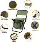 3-in-1 Blue Large Portable Folding Camping Chair with Zippered Cooler Bag and 35*35cm Thick Plush Seat Cushion, Outdoor Fishing and Picnic Stool with Backrest and 25 *27 *18.5cm Insulated Storage Pocket