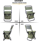 3-in-1 Camouflage Large Portable Folding Camping Chair with Zippered Cooler Bag and 35*35cm Thick Plush Seat Cushion, Outdoor Fishing and Picnic Stool with Backrest and 25 *27 *18.5cm Insulated Storage Pocket