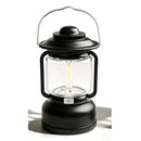 Black Vintage LED Outdoor Camping Lantern with Warm Ambient Light - 7 Lighting Modes, 24H Long Runtime, USB-C Rechargeable, Stepless Dimming and Hanging Tent Light