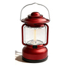 Red Vintage LED Outdoor Camping Lantern with Warm Ambient Light - 7 Lighting Modes, 24H Long Runtime, USB-C Rechargeable, Stepless Dimming and Hanging Tent Light