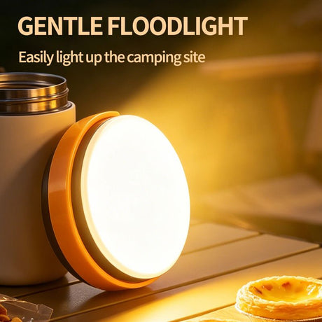 LY20 Black and Yellow Compact Solar Camping Lantern for Home Travel Use, Outdoor LED Emergency Tent Lamp and Hanging Light - 4 Lighting Modes and 3 Levels Brightness Adjustment, LED Power Display, Solar & USB-C Dual Charging (2 Pack)