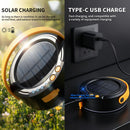 LY20 Black and Yellow Compact Solar Camping Lantern for Home Travel Use, Outdoor LED Emergency Tent Lamp and Hanging Light - 4 Lighting Modes and 3 Levels Brightness Adjustment, LED Power Display, Solar & USB-C Dual Charging (2 Pack)