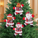 4-Piece Christmas Hanging Plush Ornaments Set - Grey Santa Claus, Snowman, Reindeer & Bear Tree Decor, Christmas in July, Winter Christmas, Yulefest, Secret Santa Gift