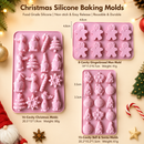 3-Piece Christmas Non-Stick Silicone Baking Mould Set of Santa, Reindeer, Gingerbread Man & Bell Shapes for Chocolate, Candy,  and Mousse Dessert - Easy to Release and Clean, Ideal Making Tools for Christmas in July, Winter Christmas & Secret Santa Gift