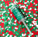 8PCS Green Christmas Push Pop Confetti Cannon, Reusable Hand Push Party Popper for Christmas Eve, Holiday Celebrations and Festive Events