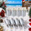 8PCS Silver Christmas Push Pop Confetti Cannon, Reusable Hand Push Party Popper for Christmas Eve, Holiday Celebrations and Festive Events