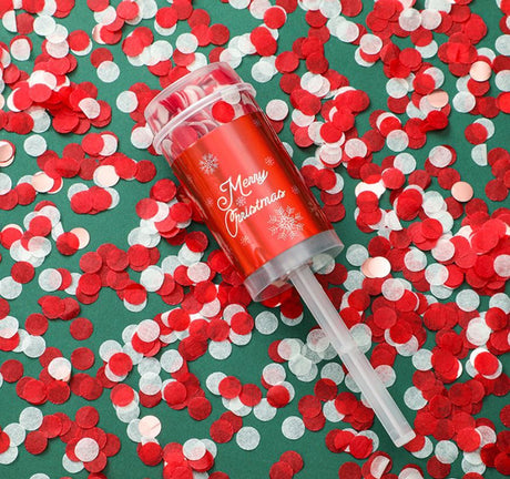 6PCS Christmas Push Pop Confetti Cannon Set, Reusable Hand Push Party Popper for Christmas Eve, Holiday Celebrations and Festive Events