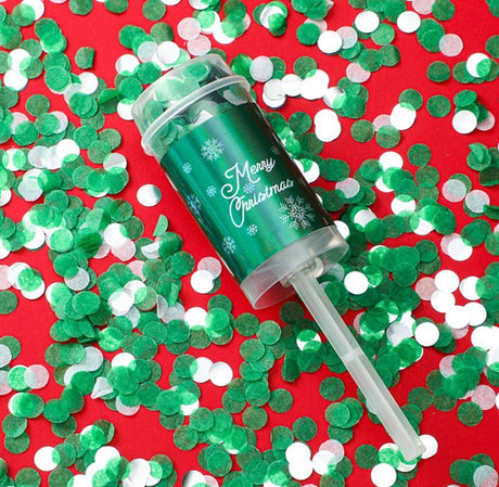 6PCS Christmas Push Pop Confetti Cannon Set, Reusable Hand Push Party Popper for Christmas Eve, Holiday Celebrations and Festive Events