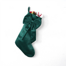 18 Inch Oversized Green Luxury Velvet Christmas Stocking with Bow & Loop, Fireplace Hanging Gift Bag, Holiday Mantel Decor and Present Holder