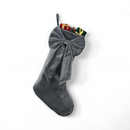 18 Inch Oversized Grey Luxury Velvet Christmas Stocking with Bow & Loop, Fireplace Hanging Gift Bag, Holiday Mantel Decor and Present Holder