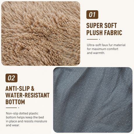 Brown Bubble Plush Pet Sofa Bed with Removable Cushion S Size 60*45*23CM – Ultra-Soft Winter Thickened Warm Pet Nest with Raised Bolster Edges, Washable Plush Cover and Non-Slip Base, Cozy and Soft Sleeping Space for Dog & Cat Home Use