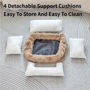 Brown Bubble Plush Pet Sofa Bed with Removable Cushion M Size 70*55*23 cm – Ultra-Soft Winter Thickened Warm Pet Nest with Raised Bolster Edges, Washable Plush Cover and Non-Slip Base, Cozy and Soft Sleeping Space for Dog & Cat Home Use