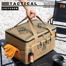 42L Collapsible Outdoor Tactical Organizer, Oxford Fabric Large Capacity Camping Gear Storage Bin with Waterproof PVC Base & Hanging Webbing for Picnic, Hiking, Camping & Kitchen Utensils, Green 38 x 26 x 30cm