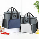 17L Large Capacity Insulated Cooler Bag, Muti Pockets Oxford Fabric Lunch Tote – Foldable 3-Layer Thermal Storage Crossbody Bag with Shoulder Strap, 2-Pack Gray and Navy Blue