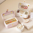 Pink Waterproof PU Leather Jewelry Travel Case with Removable Ring Tray, Portable Mini Jewelry Organizer Box for Rings Earrings Necklaces Lipstick