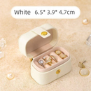 White Waterproof PU Leather Jewelry Travel Case, Portable Mini Jewelry Organizer Box for Rings Earrings Necklaces