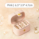 Pink Waterproof PU Leather Jewelry Travel Case, Portable Mini Jewelry Organizer Box for Rings Earrings Necklaces