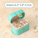 Blue Waterproof PU Leather Jewelry Travel Case, Portable Mini Jewelry Organizer Box for Rings Earrings Necklaces
