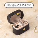 White Waterproof PU Leather Jewelry Travel Case, Portable Mini Jewelry Organizer Box for Rings Earrings Necklaces