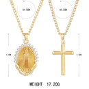 Jesus Cross Stackable Oval Pendant - Copper Plated Collarbone Chain with Jewelry Box, Christmas Easter Gift for Women and Men