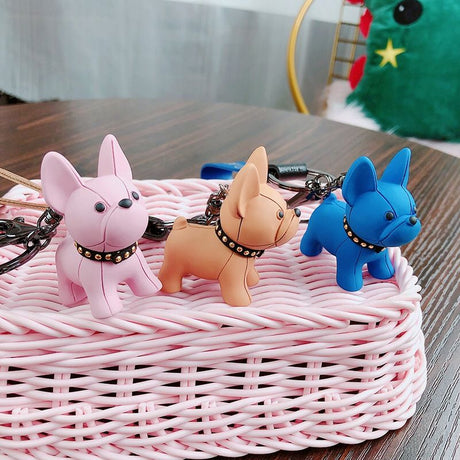 Khaki Cute Resin French Bulldog Keychain Pendant for Backpacks and Keys – Trendy Frenchie Dog Bag Hanging Ornament, Stylish Accessory Solution for Local Trendsetters