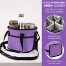 Black and Blue Foldable 4-Zone Car Insulated Drink Carrier Bag Bonus 2 Pack Mutifunctional Headrest Hook Phone Holders, No-Spill Car Cup Holder Organizer and Back Seat Mobile Phone Mount Travel Set for Most Water Bottles