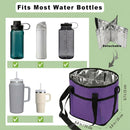 Black and Purple Foldable 4-Zone Car Insulated Drink Carrier Bag Bonus 2 Pack Mutifunctional Headrest Hook Phone Holders, No-Spill Car Cup Holder Organizer and Back Seat Mobile Phone Mount Travel Set for Most Water Bottles