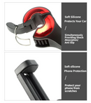 4 Pack Silver Car Headrest Hook with Phone Holder for Purses Bags and 4-6.5 Inch Smartphones, Universal 360 Rotation Back Seat Storage Hook and Mobile Stand