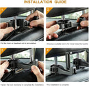 4 Pack Blue Car Headrest Hook with Phone Holder for Purses Bags and 4-6.5 Inch Smartphones, Universal 360 Rotation Back Seat Storage Hook and Mobile Stand