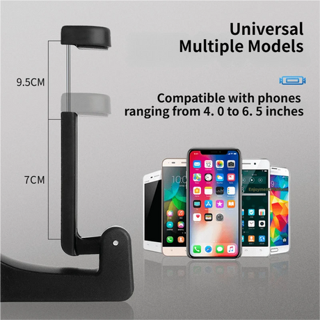 4 Pack Gold Car Headrest Hook with Phone Holder for Purses Bags and 4-6.5 Inch Smartphones, Universal 360 Rotation Back Seat Storage Hook and Mobile Stand