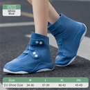 Thickened Waterproof Silicone Rain Shoe Covers with Adjustable Double Buckle Closure, Durable Non-Slip Reusable Overshoes for Men and Women Hiking Camping Daily Use, Blue White Blocking, 2XL Size (EU 43-45)