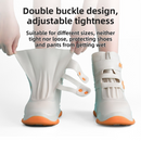 Thickened Waterproof Silicone Rain Shoe Covers with Adjustable Double Buckle Closure, Durable Non-Slip Reusable Overshoes for Men and Women Hiking Camping Daily Use, Khaki Orange Blocking, XL Size (EU 40-42)