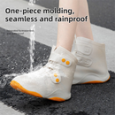 Thickened Waterproof Silicone Rain Shoe Covers with Adjustable Double Buckle Closure, Durable Non-Slip Reusable Overshoes for Men and Women Hiking Camping Daily Use, Grey White Blocking, XL Size (EU 40-42)