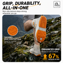 Thickened Waterproof Silicone Rain Shoe Covers and USB Powered Telescopic 3-Setting Timer Shoe Dryer Set for Rainy Season Commuting Camping Hiking Use, Reusable Non-Slip Overshoes with Double Buckle Closure, Khaki Orange Blocking, 2XL Size (EU 43-45)