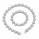 Silver-Plated Heart Rhinestone Cuban Link 20 inch Tennis Necklace and 8 inch Tennis Bracelet Set for Women, Crystal Heart Chain Fashion Jewelry Accessories with Gift Box